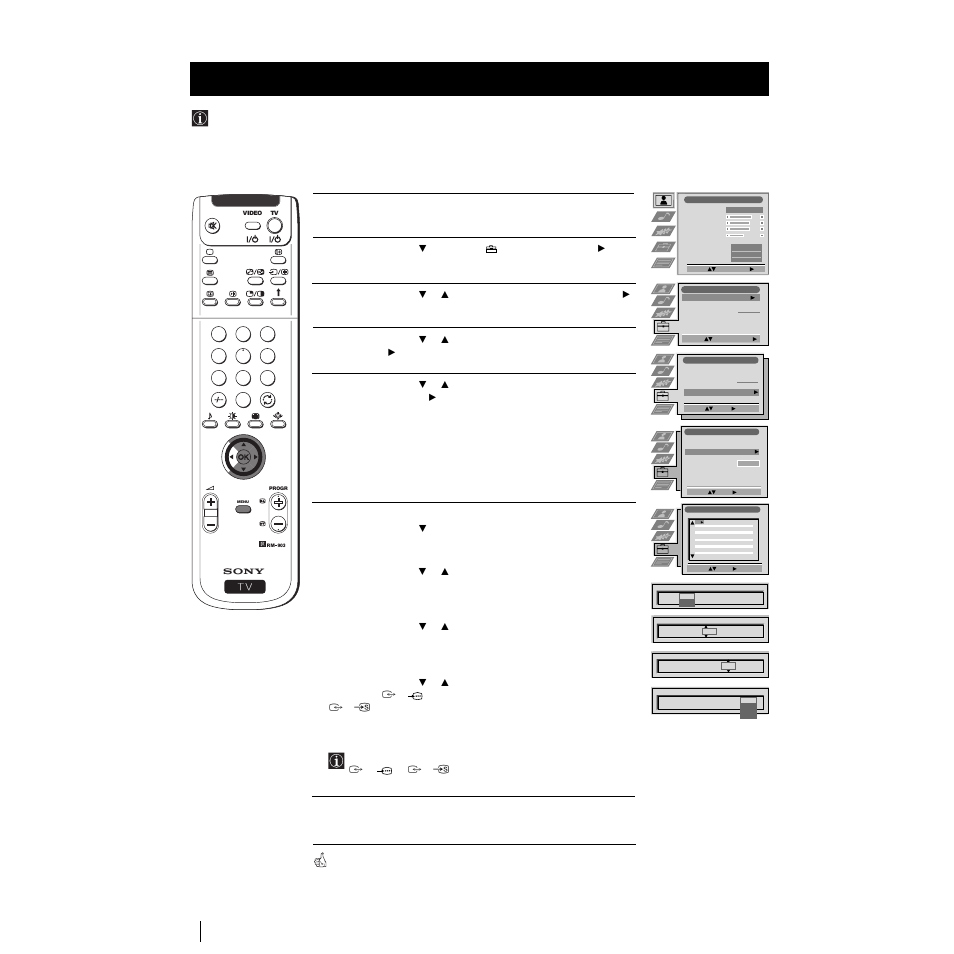 Using the "further programme preset" function, Menu system | Sony Grand Wega KF-50SX100K User Manual | Page 17 / 193