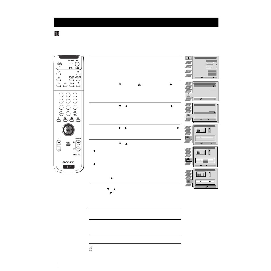 Menu system | Sony Grand Wega KF-50SX100K User Manual | Page 21 / 193