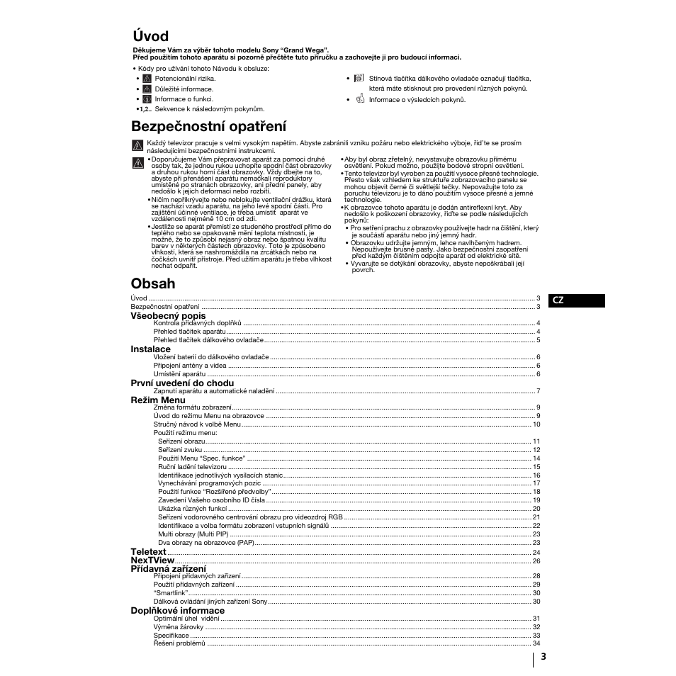 Sony Grand Wega KF-50SX100K User Manual | Page 34 / 193