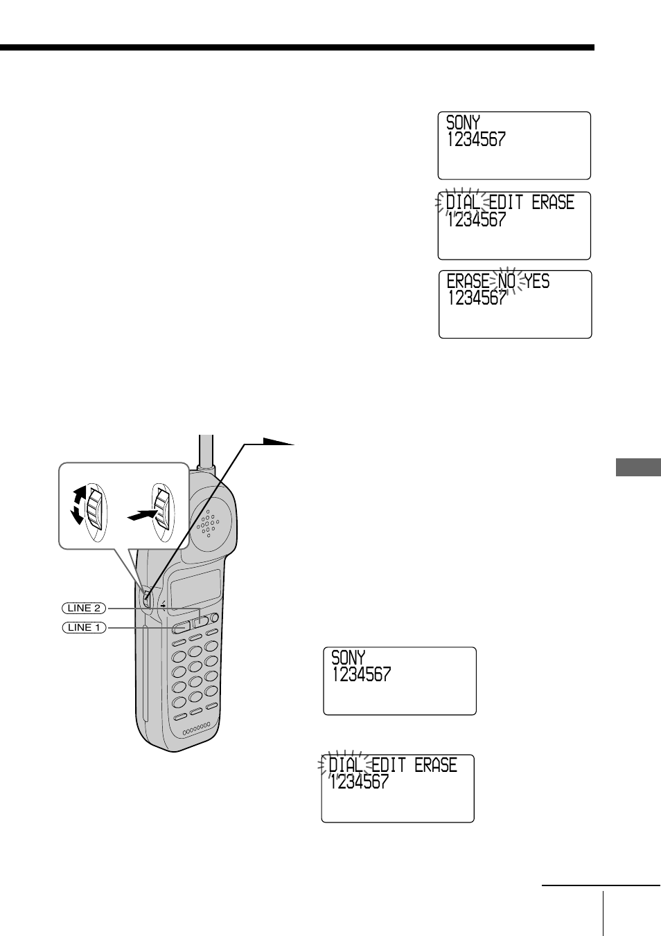 Erasing a memory location, Making calls from the phone directory | Sony SPP-IM982 User Manual | Page 35 / 72