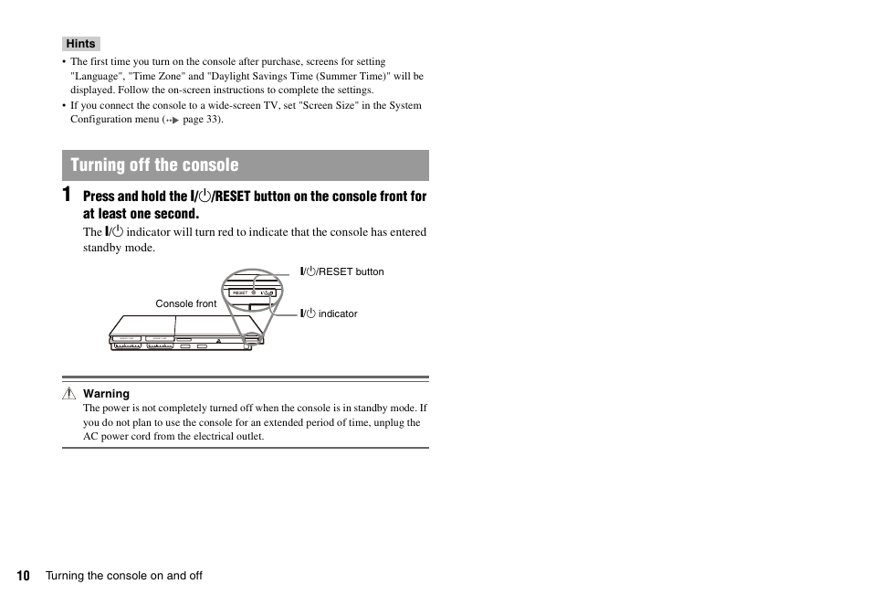 Turning off the console | Sony PLAYSTATION 2 SCPH-90004 User Manual | Page 10 / 166