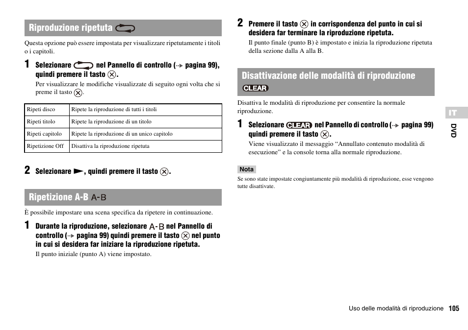 Riproduzione ripetuta | Sony PLAYSTATION 2 SCPH-90004 User Manual | Page 105 / 166