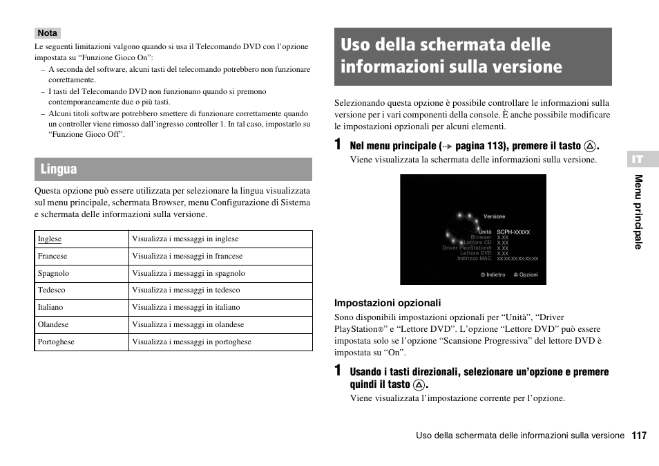 Lingua | Sony PLAYSTATION 2 SCPH-90004 User Manual | Page 117 / 166