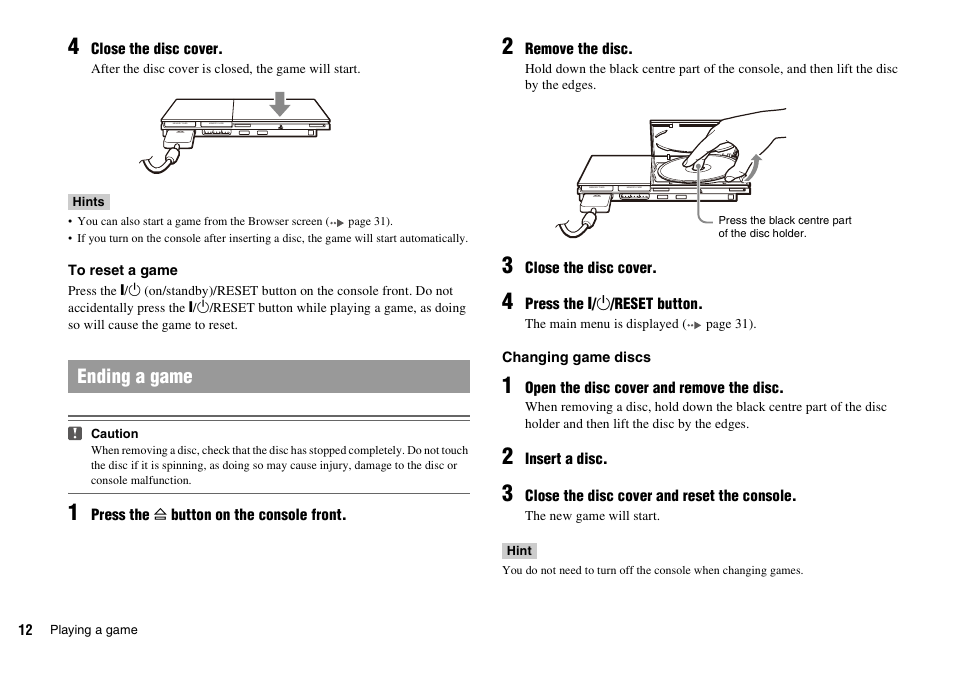 Ending a game | Sony PLAYSTATION 2 SCPH-90004 User Manual | Page 12 / 166