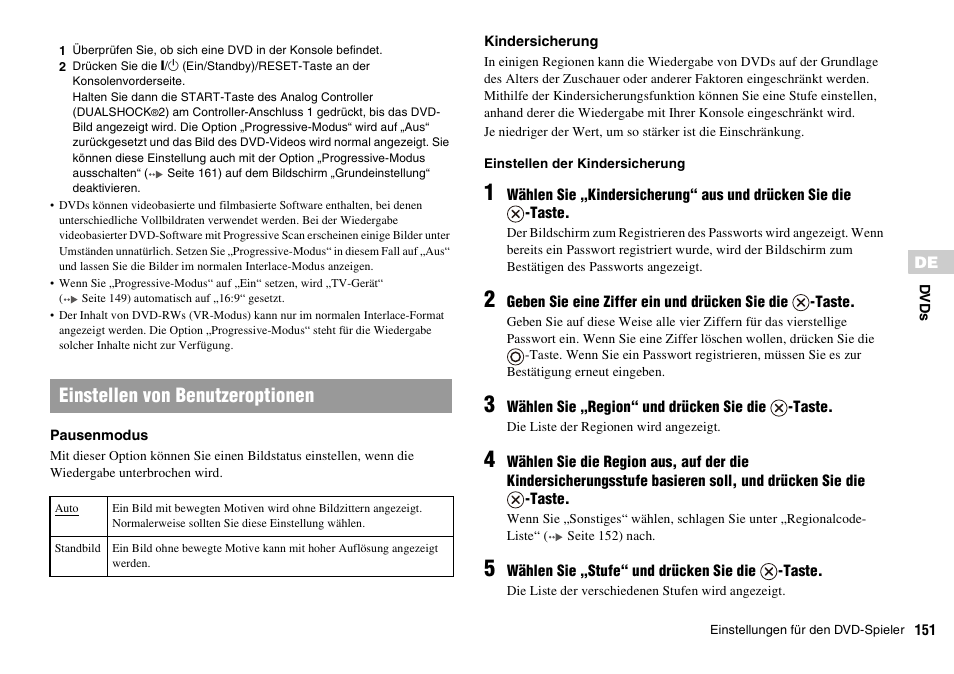 Einstellen von benutzeroptionen | Sony PLAYSTATION 2 SCPH-90004 User Manual | Page 151 / 166