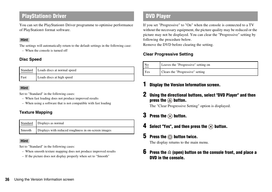 Playstation, Driver, Dvd player | Sony PLAYSTATION 2 SCPH-90004 User Manual | Page 36 / 166