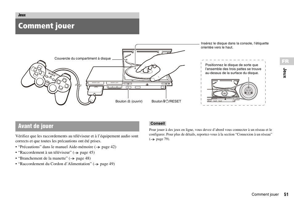 Jeux, Comment jouer, Avant de jouer | Sony PLAYSTATION 2 SCPH-90004 User Manual | Page 51 / 166