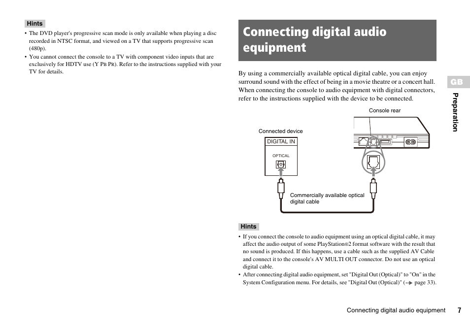 Connecting digital audio equipment | Sony PLAYSTATION 2 SCPH-90004 User Manual | Page 7 / 166