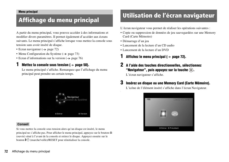 Menu principal | Sony PLAYSTATION 2 SCPH-90004 User Manual | Page 72 / 166