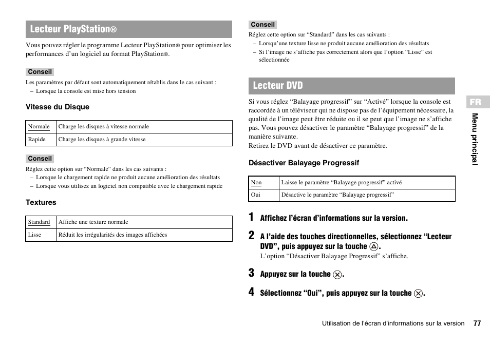Lecteur playstation, Lecteur dvd | Sony PLAYSTATION 2 SCPH-90004 User Manual | Page 77 / 166