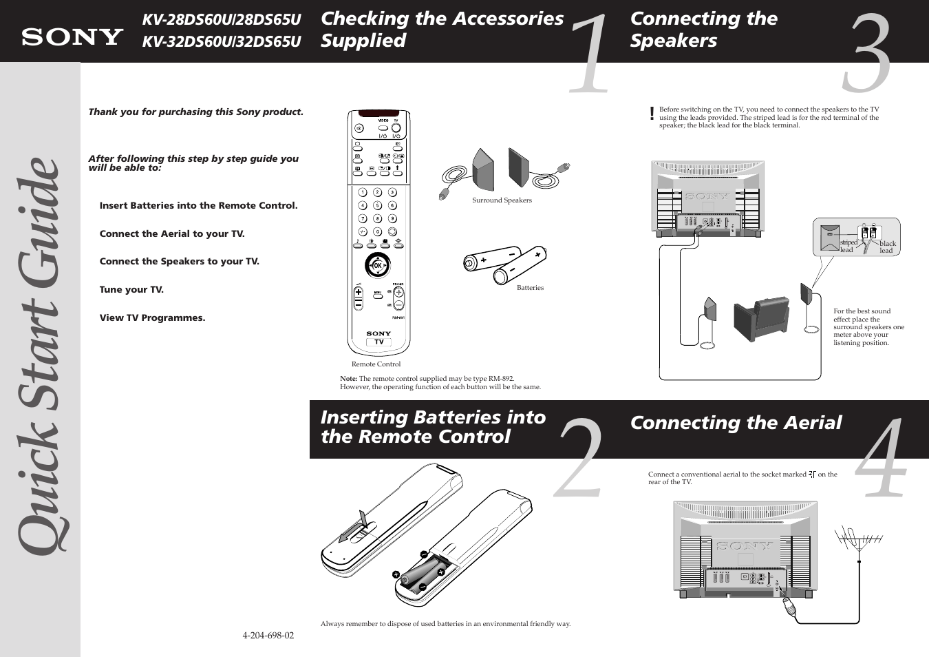 Sony KV-28DS60U/28DS65U User Manual | 2 pages