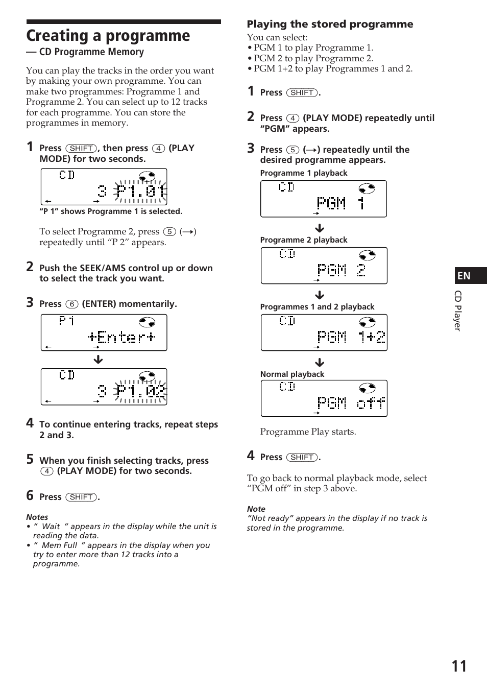 Creating a programme | Sony CDX-C780R User Manual | Page 11 / 144