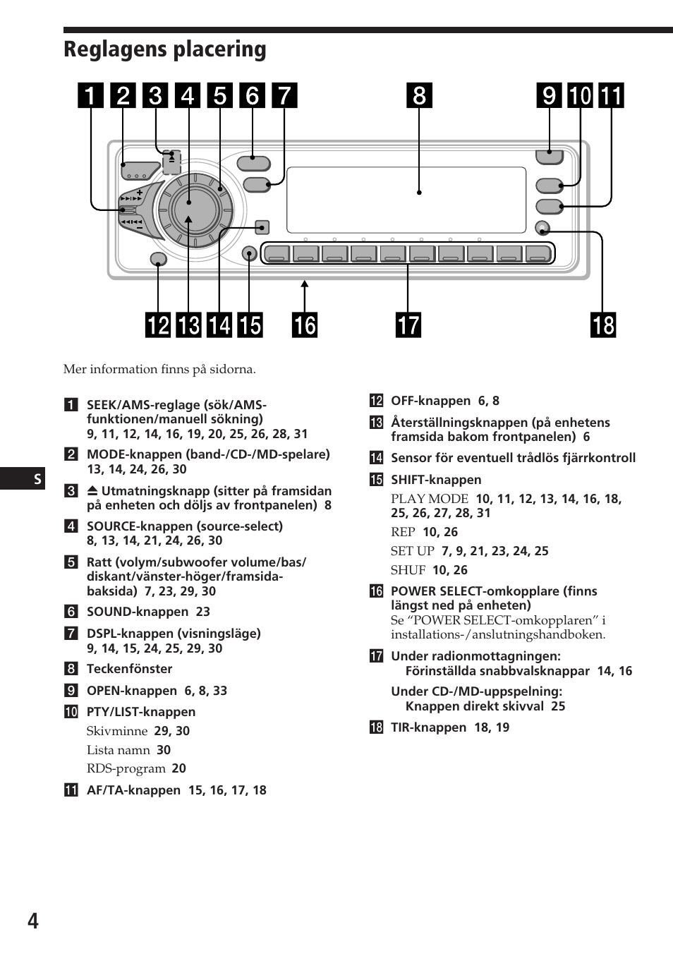 Reglagens placering | Sony CDX-C780R User Manual | Page 112 / 144