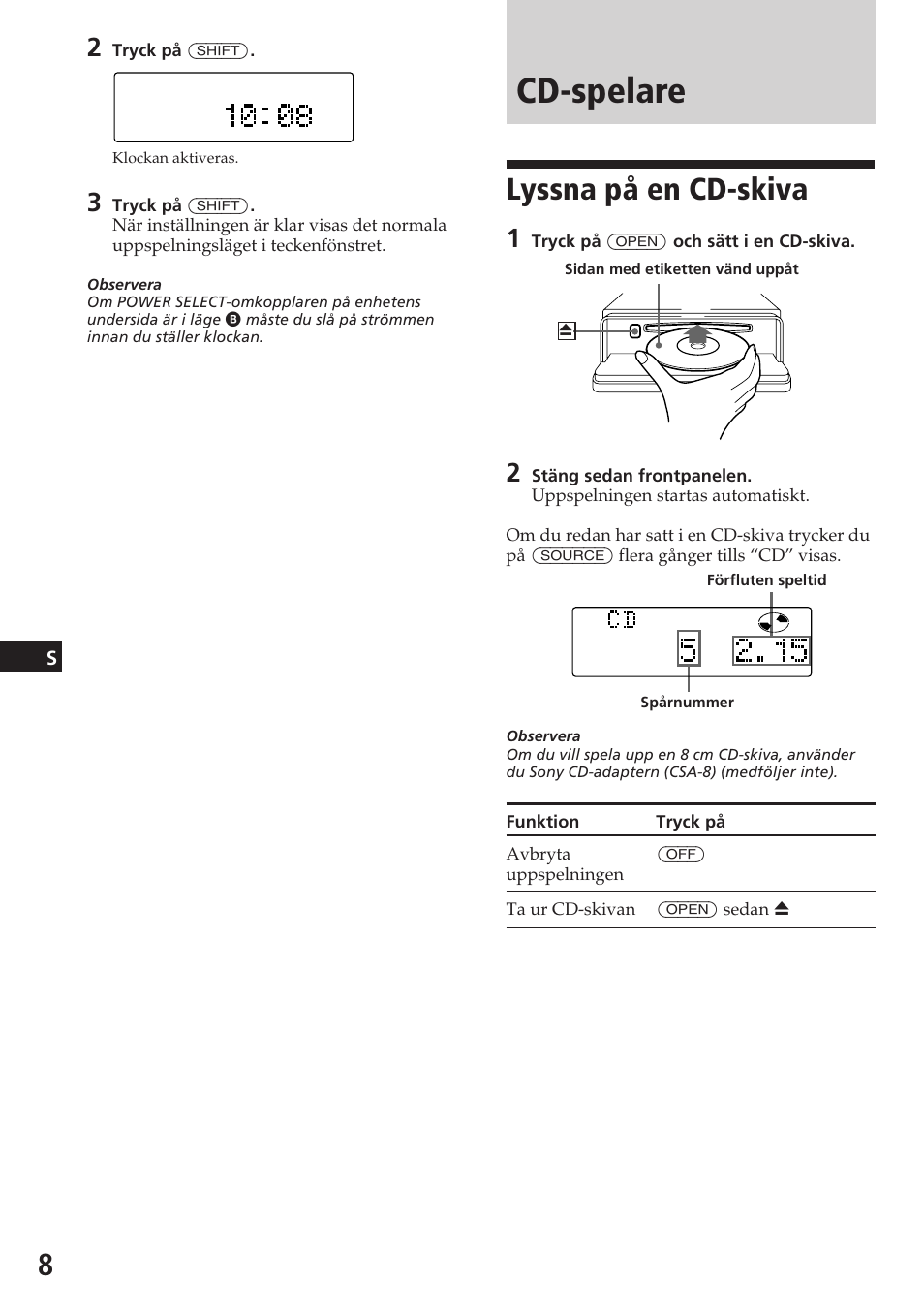 Cd-spelare, Lyssna på en cd-skiva | Sony CDX-C780R User Manual | Page 116 / 144