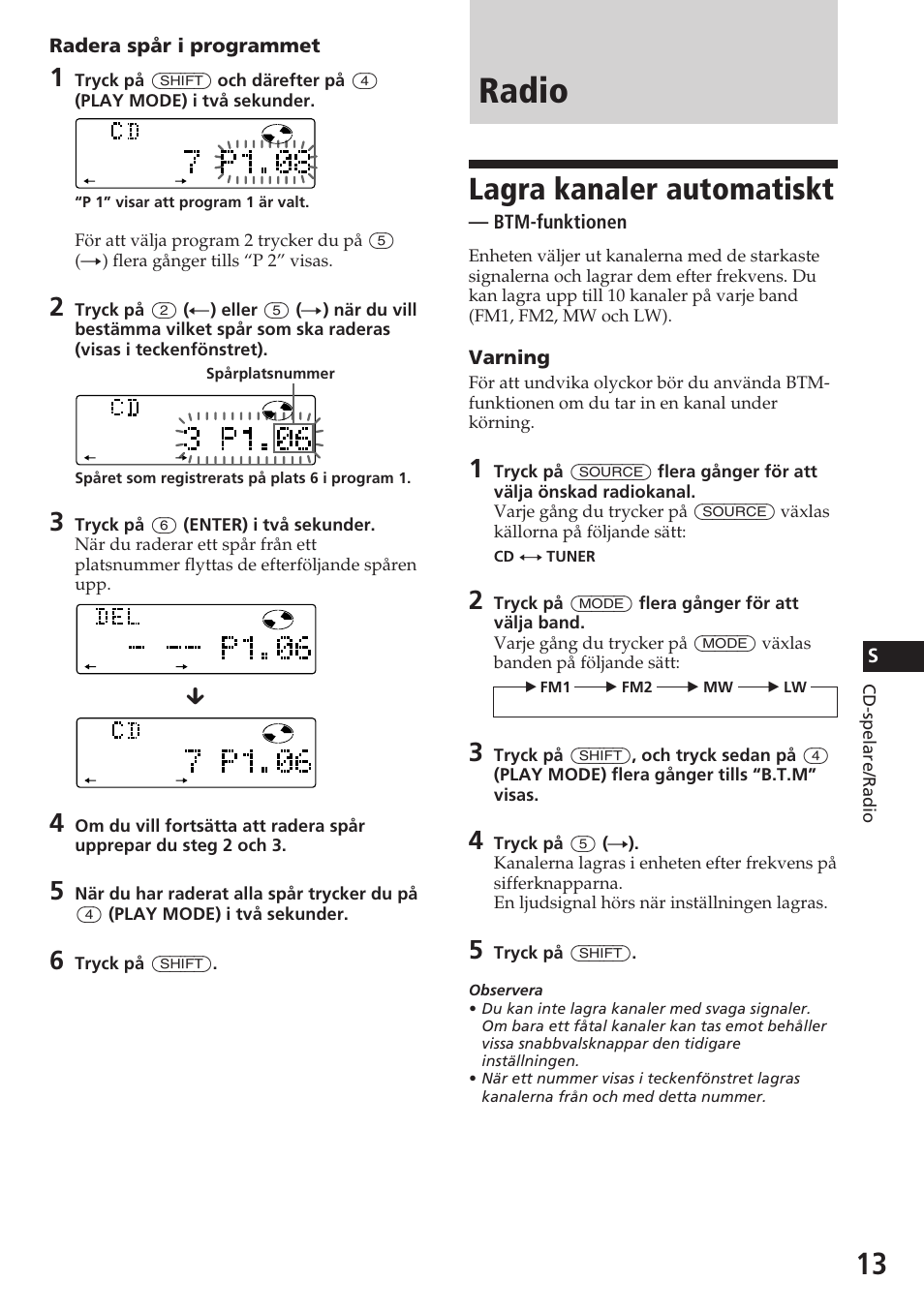 Radio, Lagra kanaler automatiskt | Sony CDX-C780R User Manual | Page 121 / 144