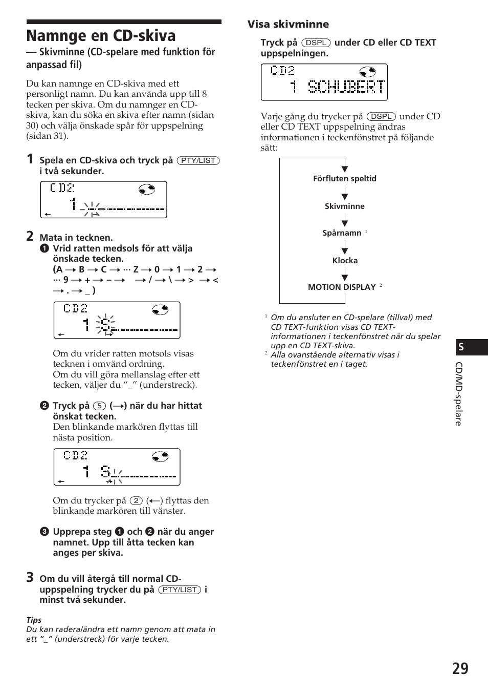 Namnge en cd-skiva | Sony CDX-C780R User Manual | Page 137 / 144