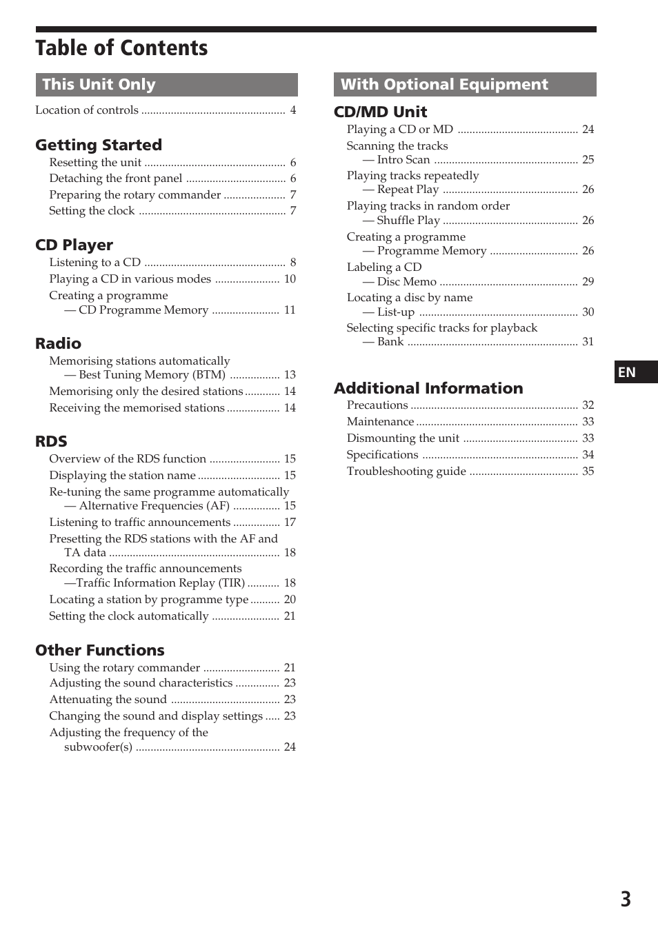 Sony CDX-C780R User Manual | Page 3 / 144