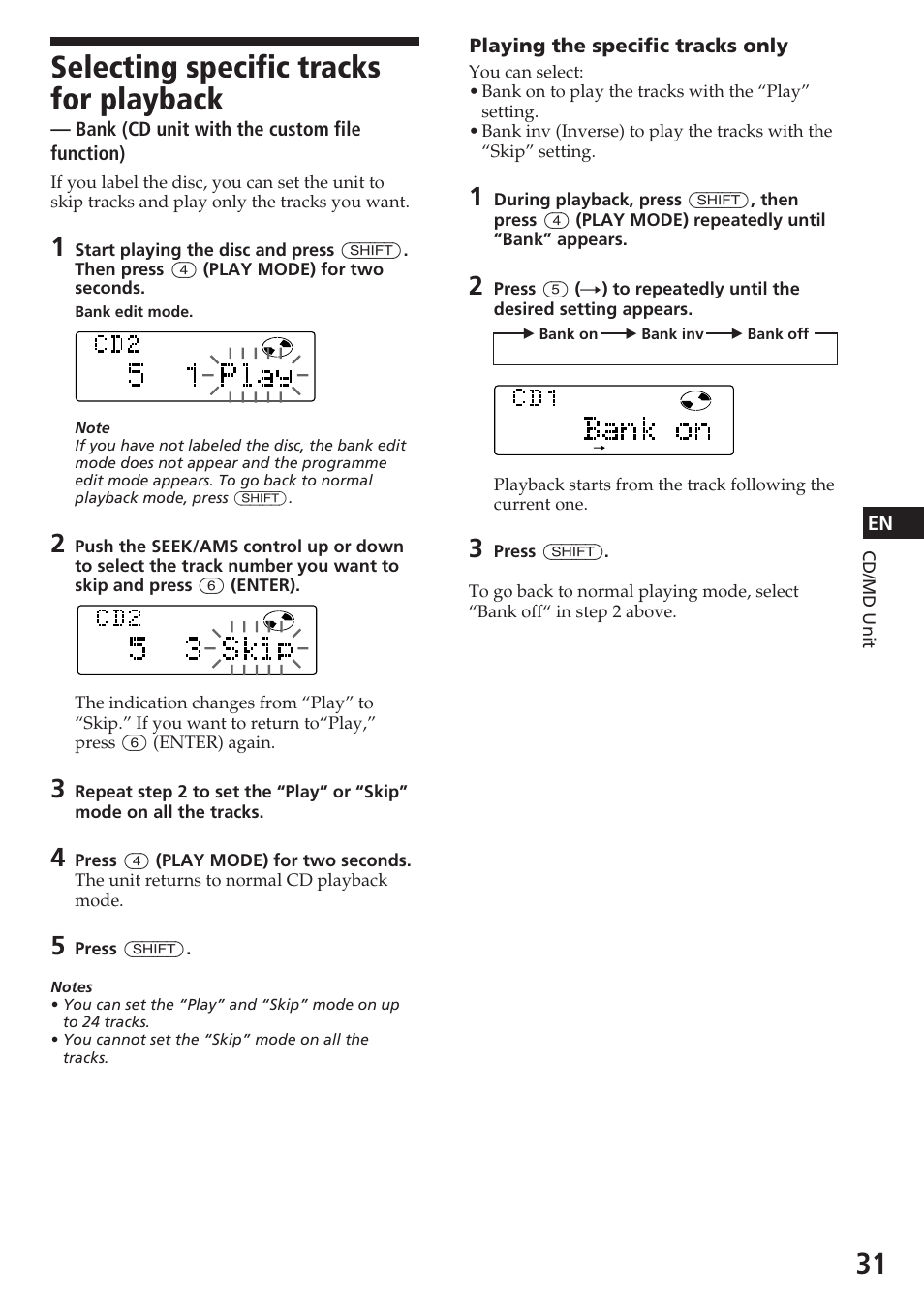 Selecting specific tracks for playback | Sony CDX-C780R User Manual | Page 31 / 144