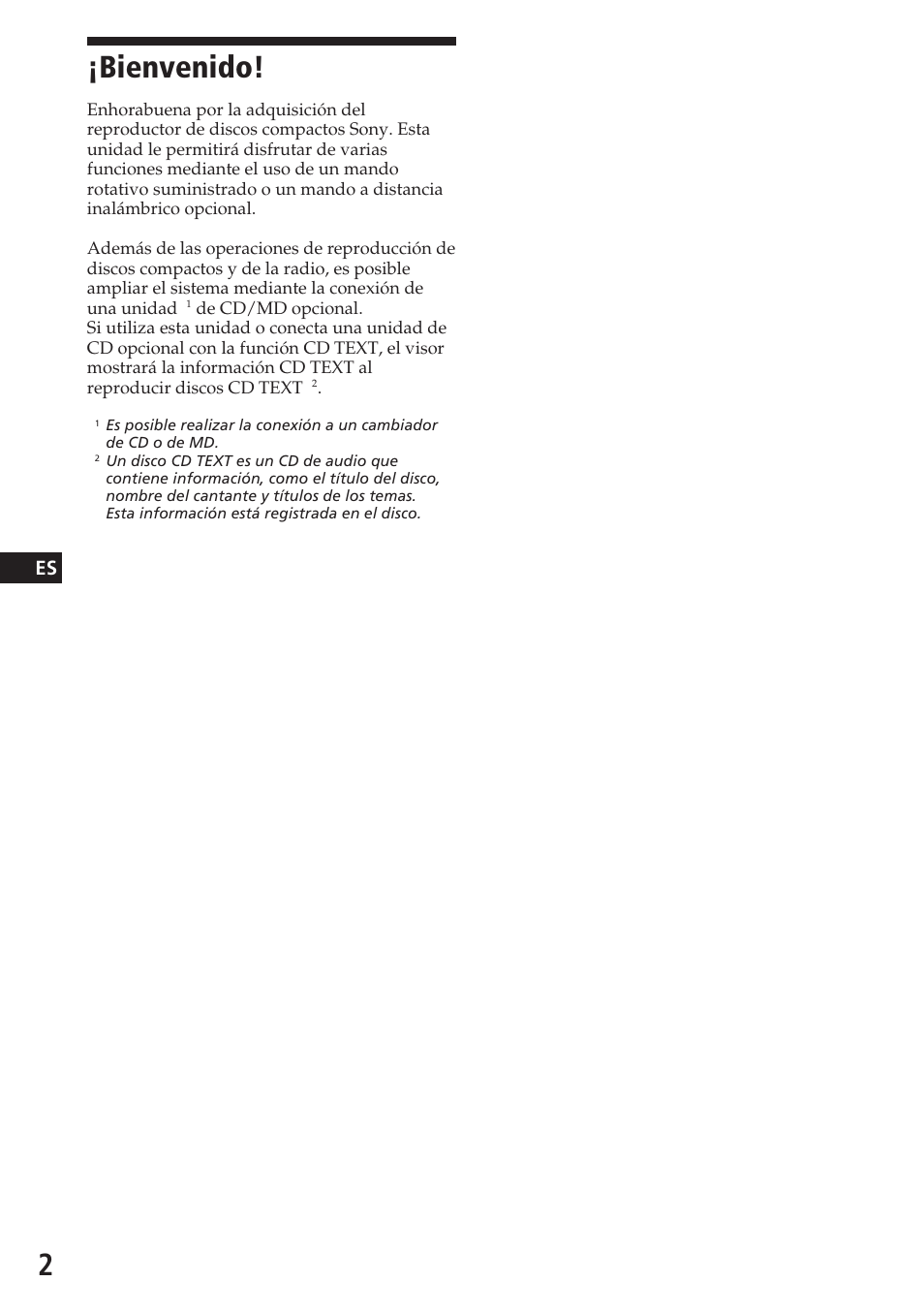 Bienvenido | Sony CDX-C780R User Manual | Page 38 / 144