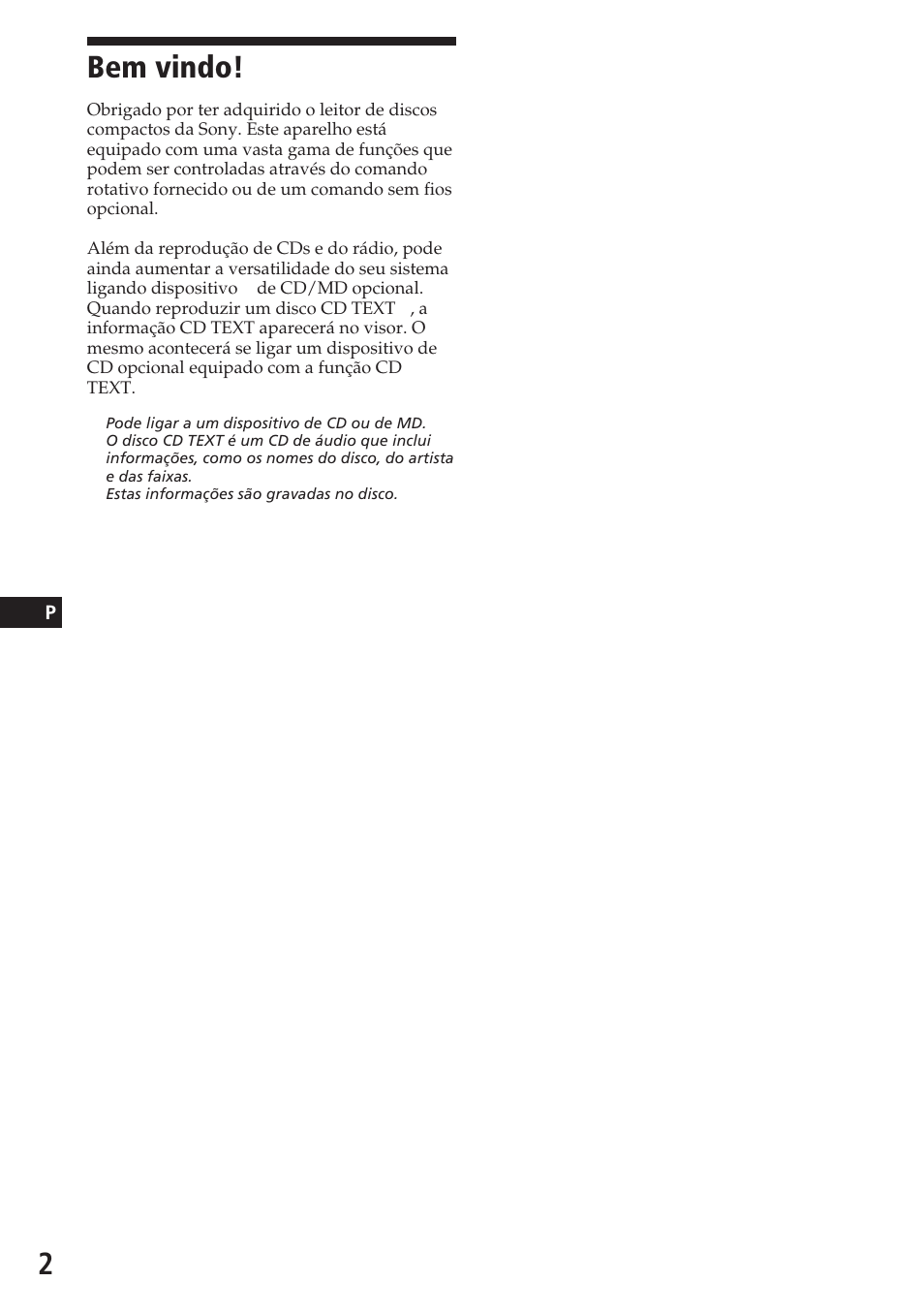 Bem vindo | Sony CDX-C780R User Manual | Page 74 / 144
