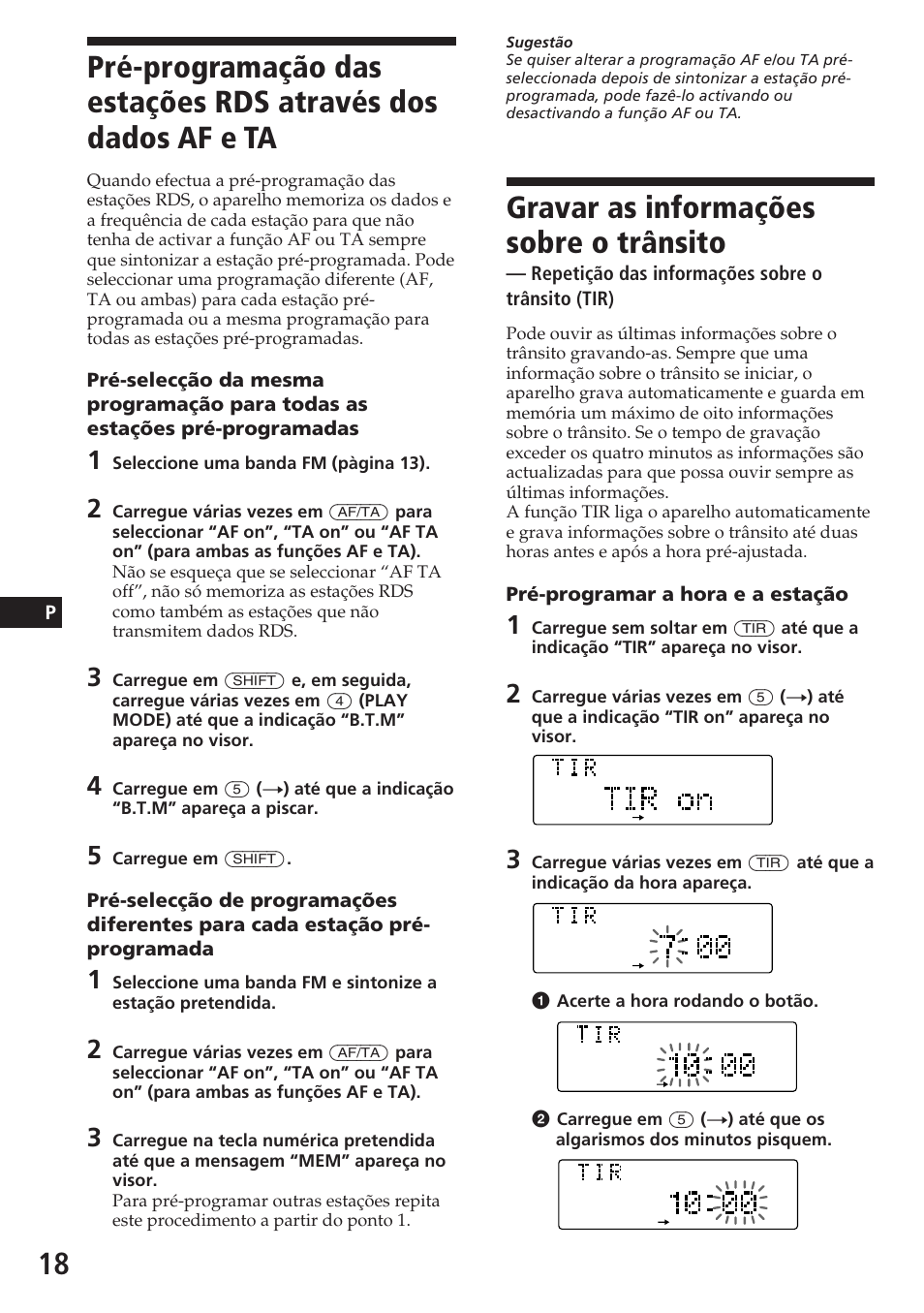 Gravar as informações sobre o trânsito | Sony CDX-C780R User Manual | Page 90 / 144