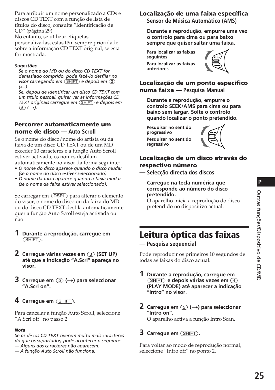 Leitura óptica das faixas | Sony CDX-C780R User Manual | Page 97 / 144