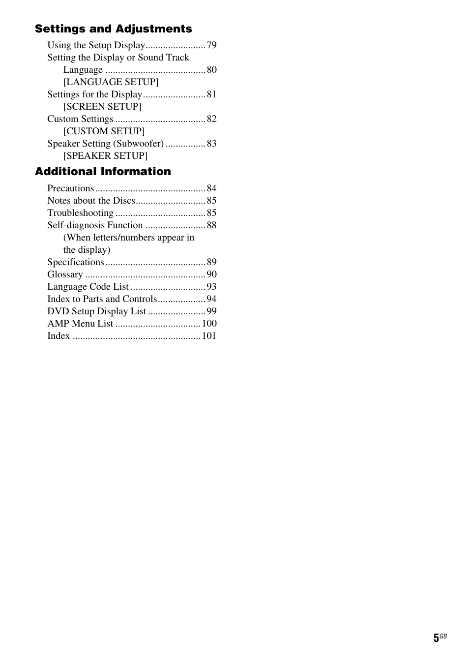 Sony DAV X1G User Manual | Page 5 / 103