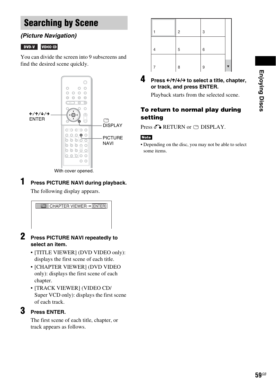 Searching by scene, Picture navigation) | Sony DAV X1G User Manual | Page 59 / 103