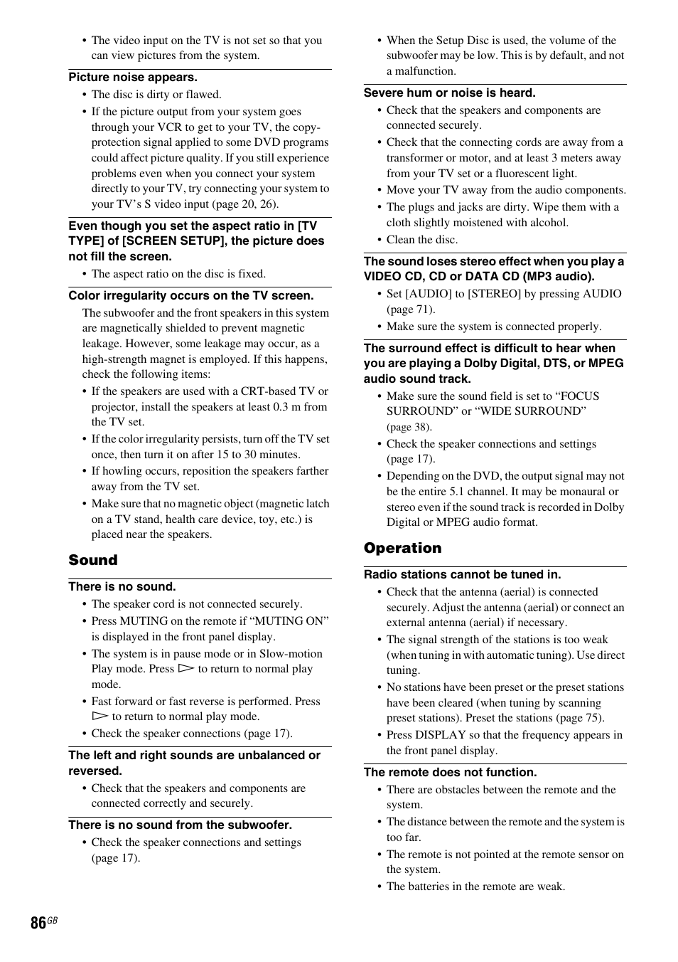 Sony DAV X1G User Manual | Page 86 / 103