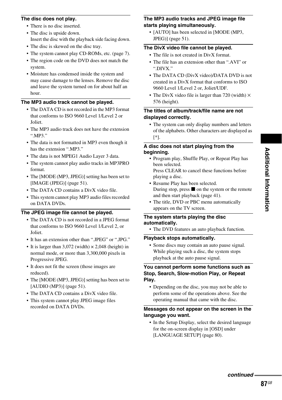 Sony DAV X1G User Manual | Page 87 / 103