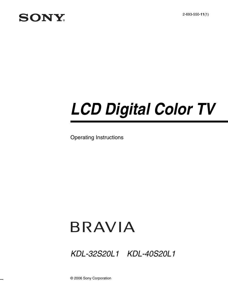 Sony KDL-40S20L1 User Manual | 48 pages
