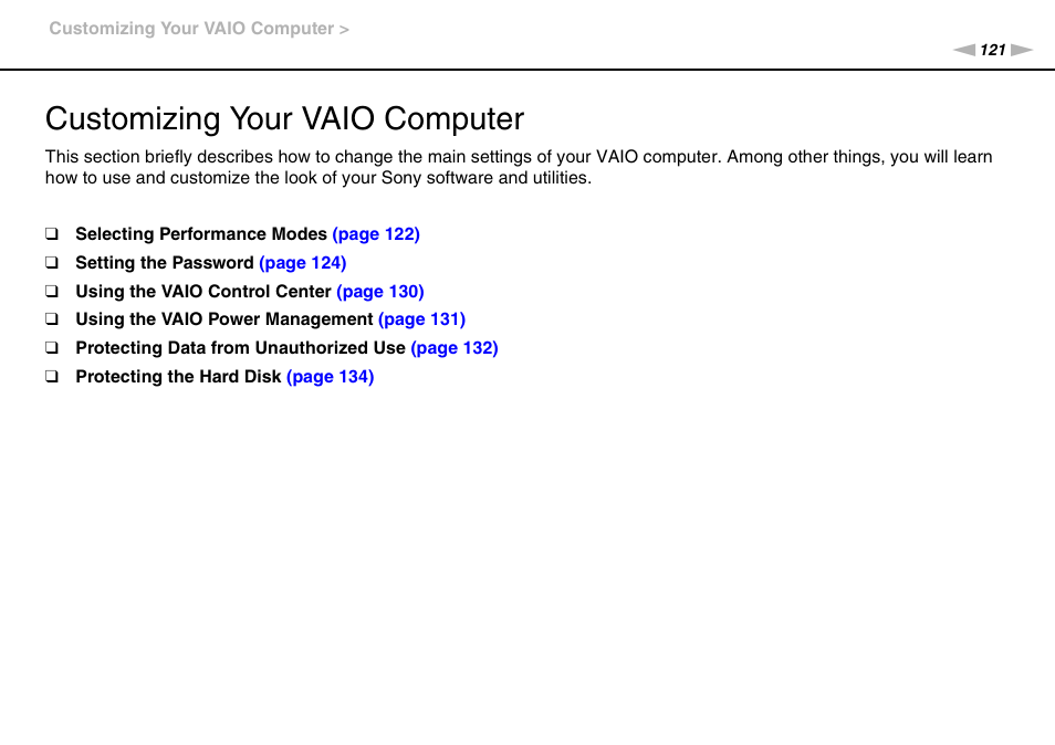 Customizing your vaio computer | Sony VAIO VPCSB User Manual | Page 121 / 209