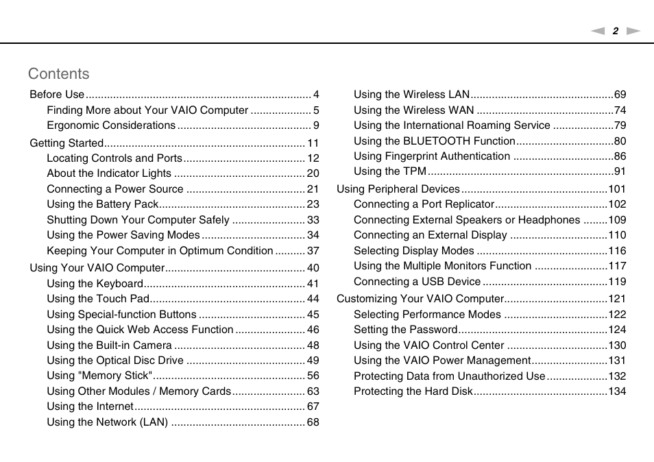 Sony VAIO VPCSB User Manual | Page 2 / 209