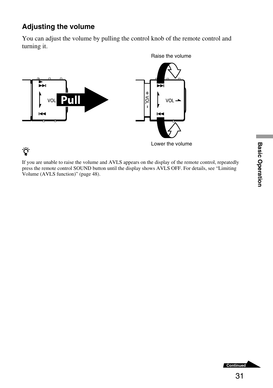 Adjusting the volume | Sony MPD-AP20U User Manual | Page 31 / 68