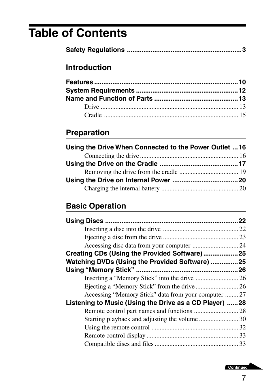 Sony MPD-AP20U User Manual | Page 7 / 68