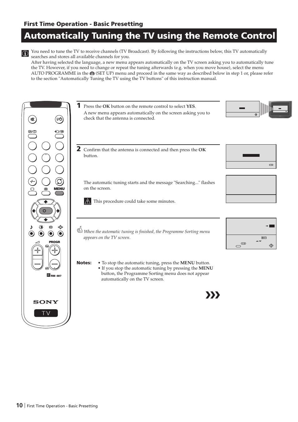 10 first time operation - basic presetting | Sony KV-29FX201D User Manual | Page 10 / 98