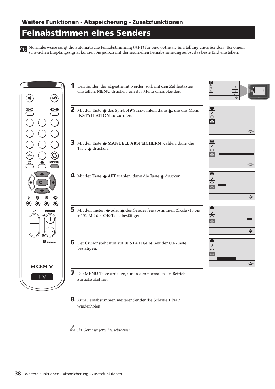 Feinabstimmen eines senders | Sony KV-29FX201D User Manual | Page 38 / 98