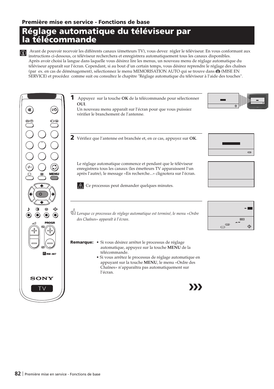 Première mise en service - fonctions de base | Sony KV-29FX201D User Manual | Page 82 / 98