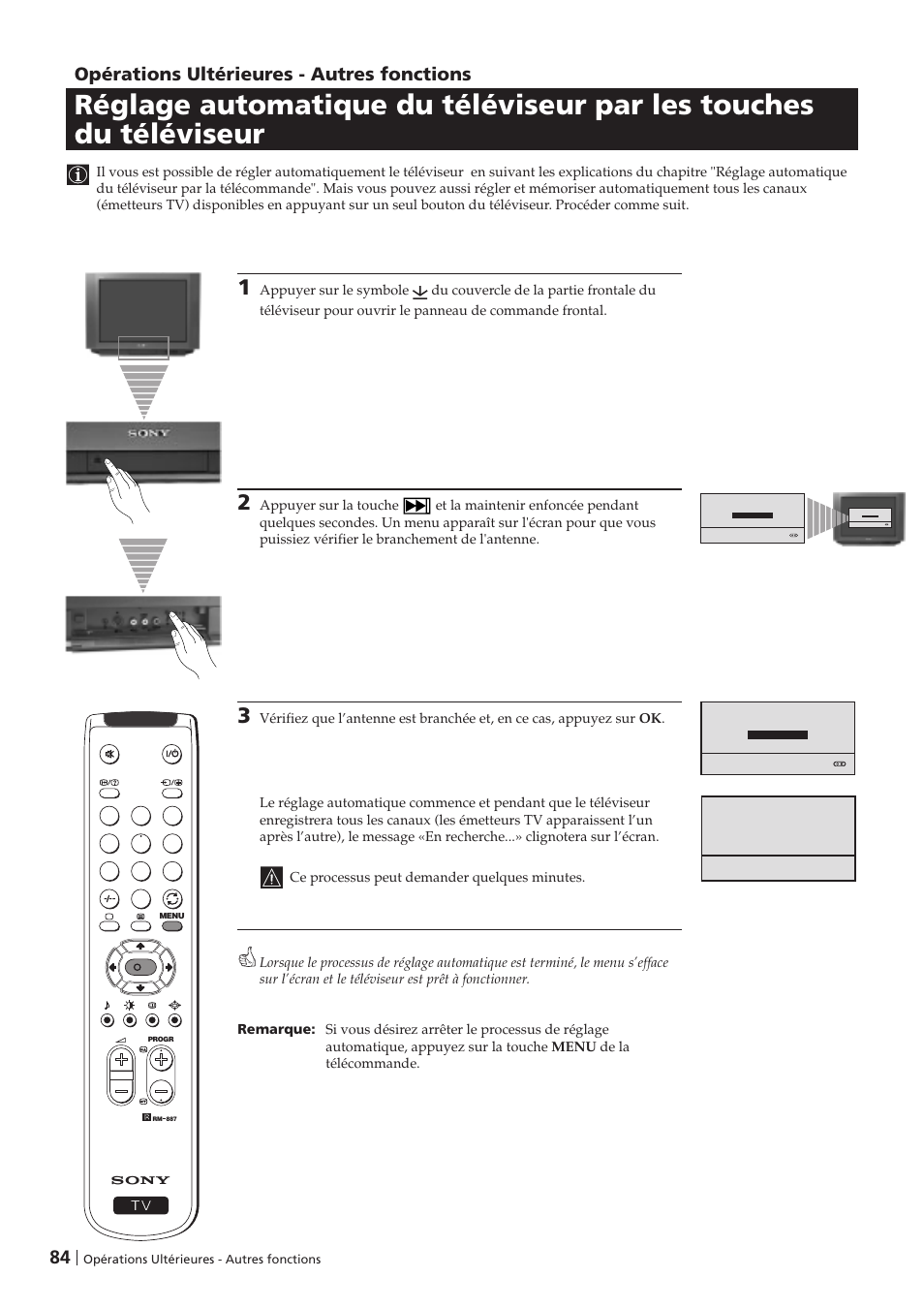 Opérations ultérieures - autres fonctions | Sony KV-29FX201D User Manual | Page 84 / 98