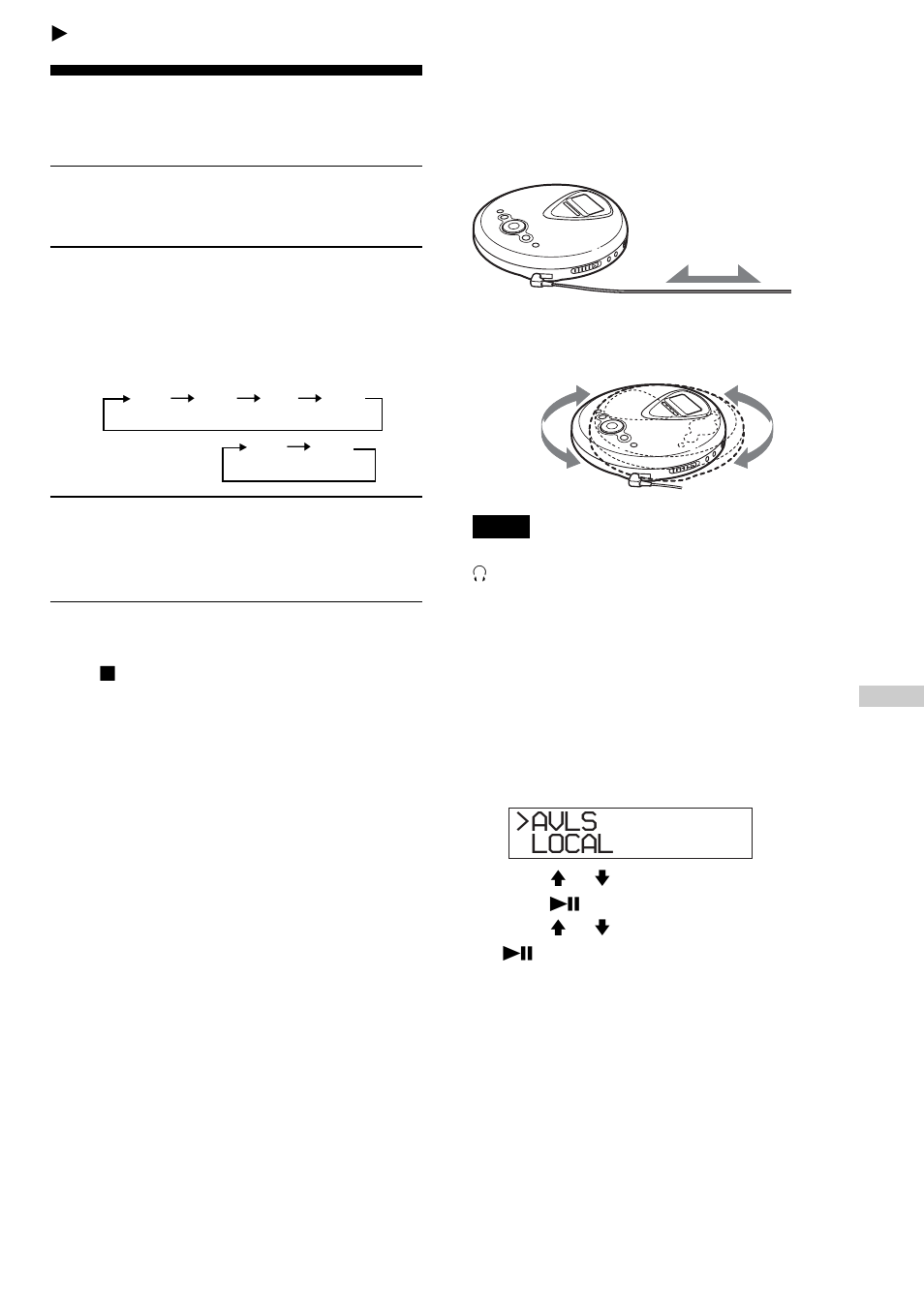 Using the radio, Listening to the radio, Local >avls | Sony NF401 User Manual | Page 25 / 40