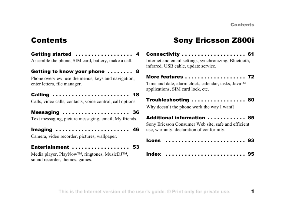 Sony Z800i User Manual | 99 pages