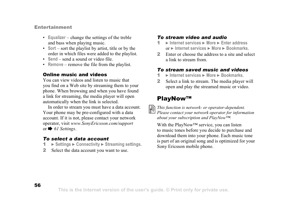 Playnow | Sony Z800i User Manual | Page 56 / 99