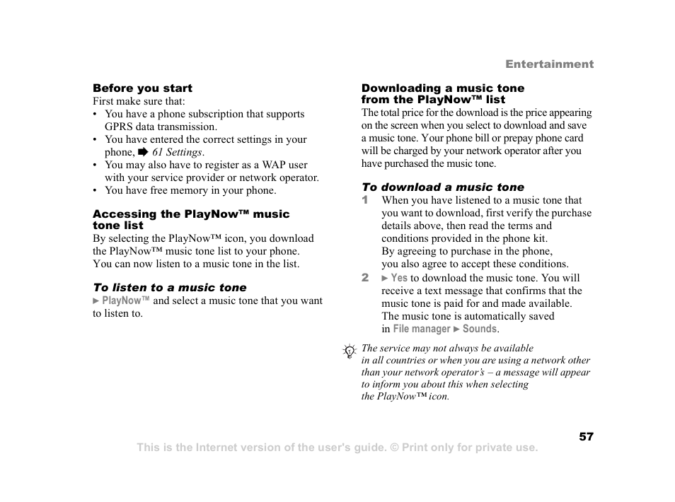 Sony Z800i User Manual | Page 57 / 99