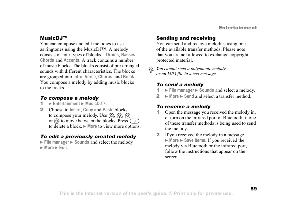 Sony Z800i User Manual | Page 59 / 99
