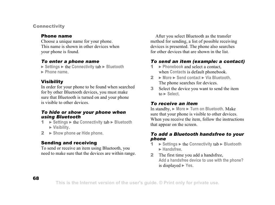 Sony Z800i User Manual | Page 68 / 99