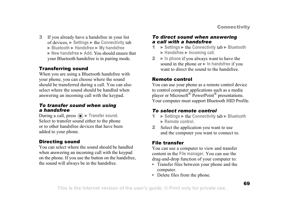 Sony Z800i User Manual | Page 69 / 99