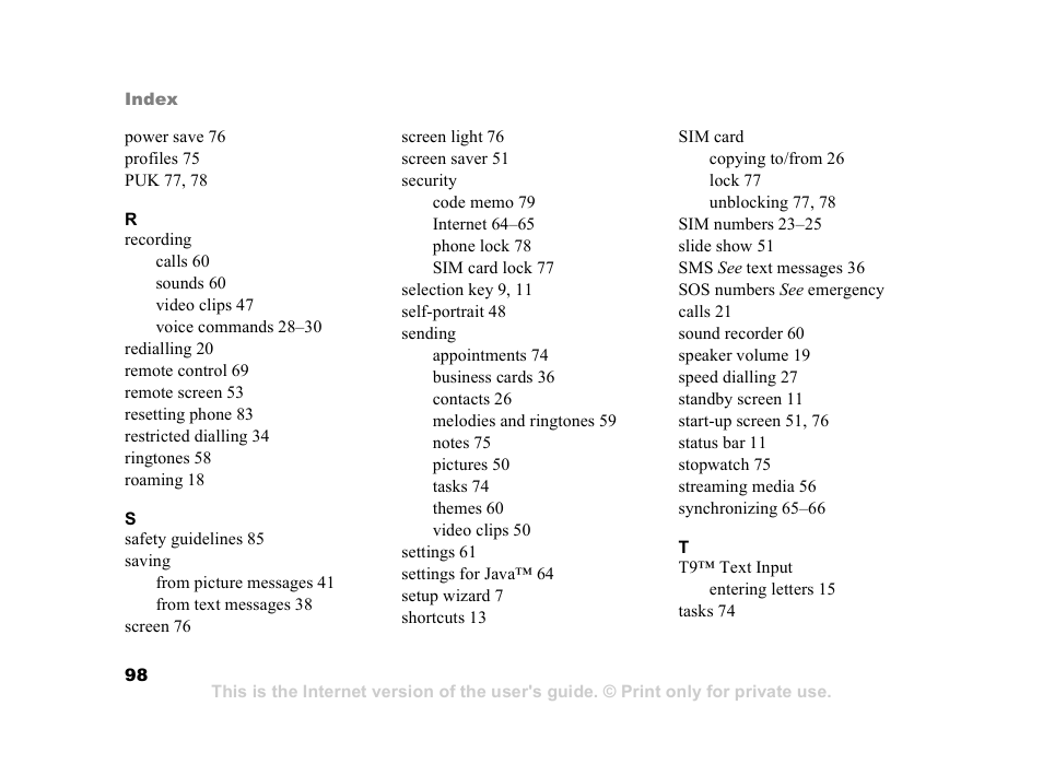 Sony Z800i User Manual | Page 98 / 99