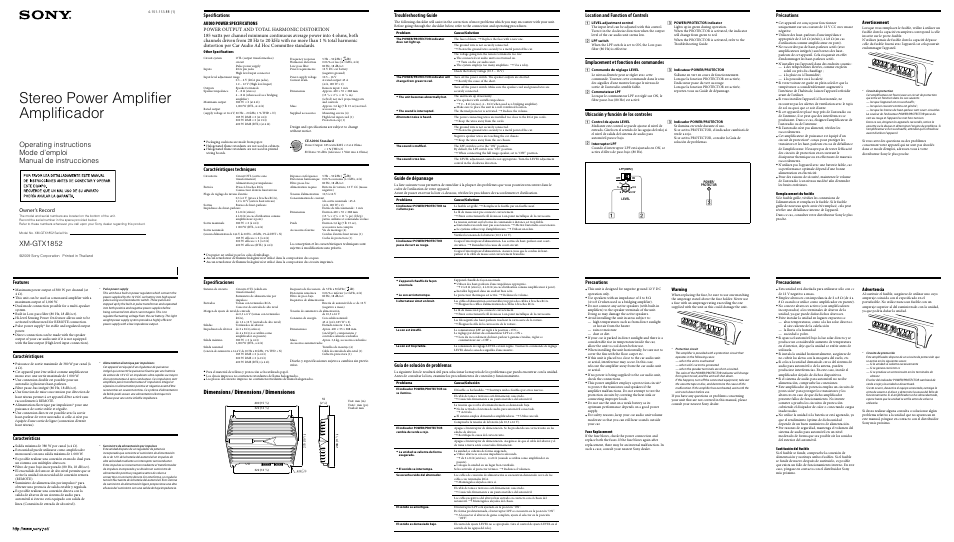 Sony 4-151-113-11 (1) User Manual | 2 pages