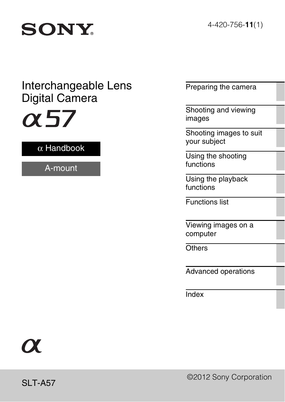 Sony A57 User Manual | 215 pages