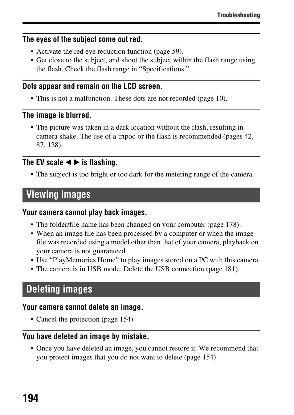 Viewing images deleting images | Sony A57 User Manual | Page 194 / 215